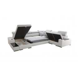 Napoli VIII U-shaped sectional sofa with sleeping function – Velvet, Amor Velvet 4311 + Faux Leather + Faux Leather Napoli VIII U-shaped sectional sofa with sleeping function – Velvet, Amor Velvet 4311 + Faux Leather + Faux Leather
