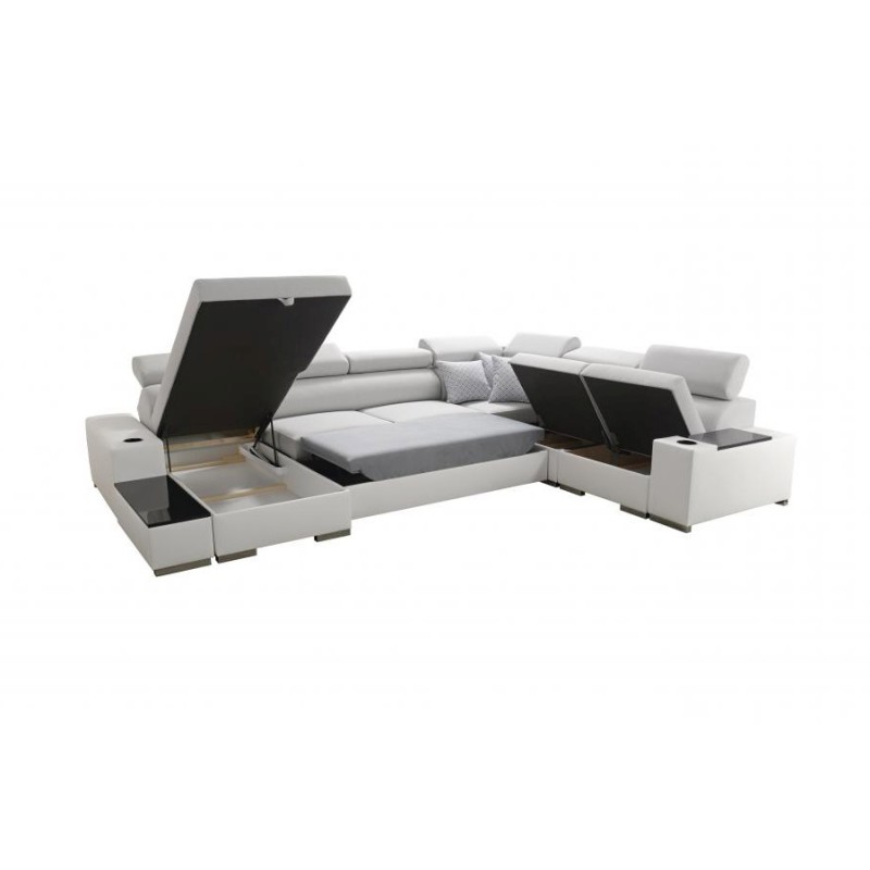 Napoli VIII U-shaped sectional sofa with sleeping function – Velvet, Amor Velvet 4311 + Faux Leather + Faux Leather Napoli VIII U-shaped sectional sofa with sleeping function – Velvet, Amor Velvet 4311 + Faux Leather + Faux Leather