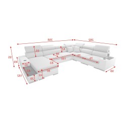 U-shaped corner sofa Napoli VIII with sleeping function – Velvet, Amor Velvet 4314 + Eco-leather + Eco-leather U-shaped corner sofa Napoli VIII with sleeping function – Velvet, Amor Velvet 4314 + Eco-leather + Eco-leather