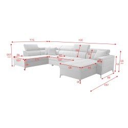 Sofá en forma de U Oslo VI con función de cama - Terciopelo, Jaguar 2162 Sofá en forma de U Oslo VI con función de cama - Terciopelo, Jaguar 2162