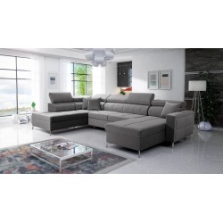 Ecksofa in U-Form Oslo VI mit Schlaffunktion - Velvet, Jaguar 2167