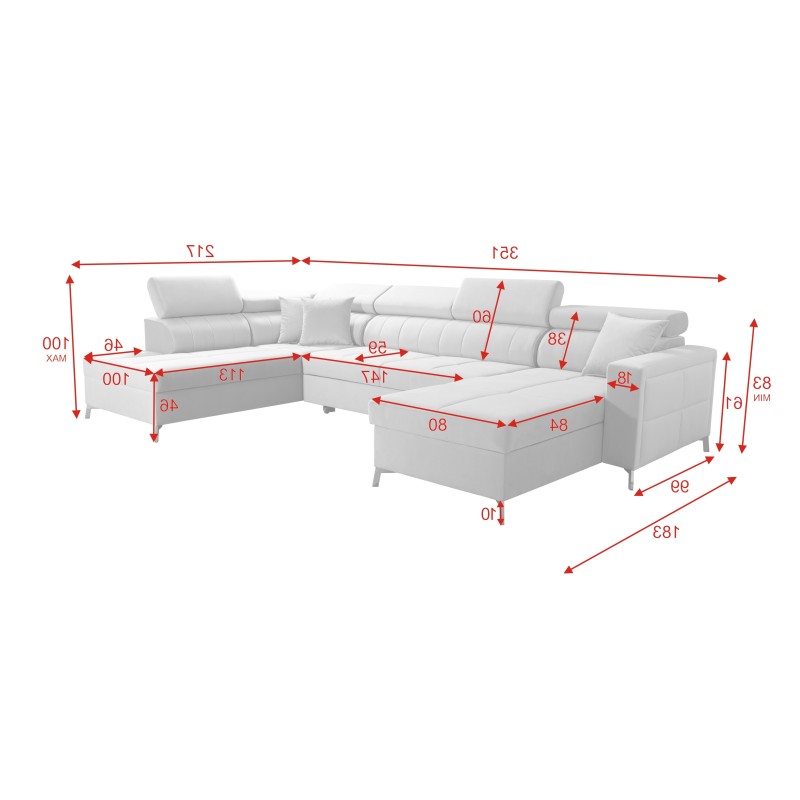 U-shaped corner sofa Oslo VI with a sleeping function - Velvet, Jaguar 2167 U-shaped corner sofa Oslo VI with a sleeping function - Velvet, Jaguar 2167