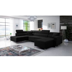 U-förmiges Sofa Oslo VI mit Schlaffunktion - Samt, Jaguar 2183