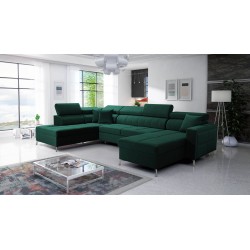 U-förmiges Sofa Oslo VI mit Schlaffunktion - Velvet, Jaguar 2185