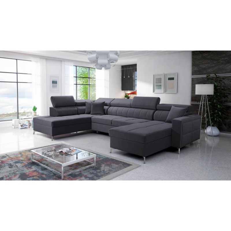 U-förmiges Ecksofa Oslo VI mit Schlaffunktion - Velvet, Jaguar 2191