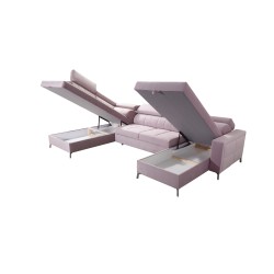 Sofá esquinero en forma de U Oslo VI con función de cama - Terciopelo, Jaguar 2191 Sofá esquinero en forma de U Oslo VI con función de cama - Terciopelo, Jaguar 2191