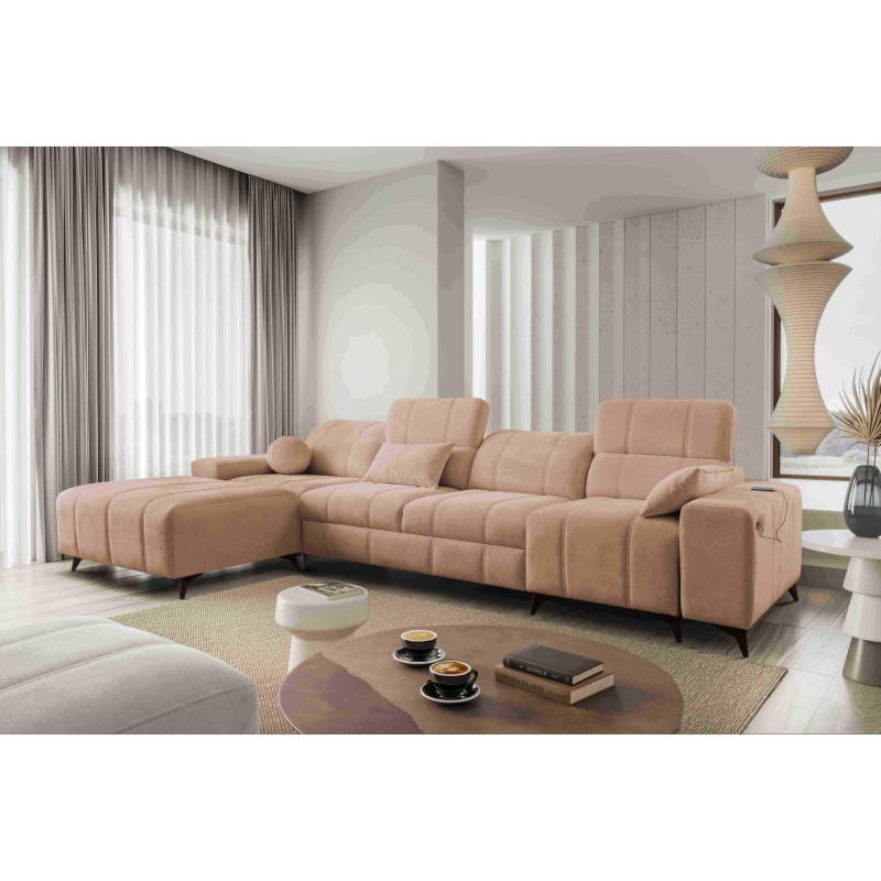 Ballagio XII corner sofa with a sleeping function upholstered in Plecionka, Spring 1112
