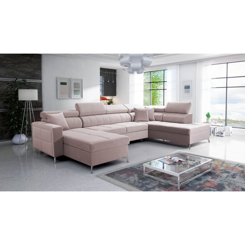 U-förmiges Ecksofa Oslo VI mit Schlaffunktion - Velvet, Jaguar 2170