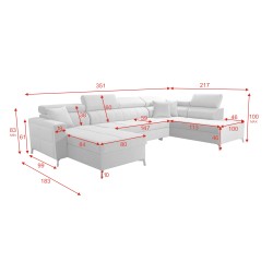 Sofá en forma de U Oslo VI con función de cama - Terciopelo, Jaguar 2162 Sofá en forma de U Oslo VI con función de cama - Terciopelo, Jaguar 2162