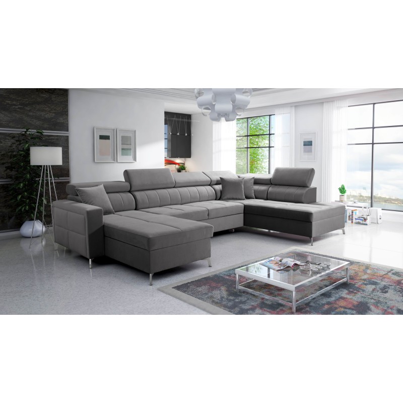 Ecksofa in U-Form Oslo VI mit Schlaffunktion - Velvet, Jaguar 2167