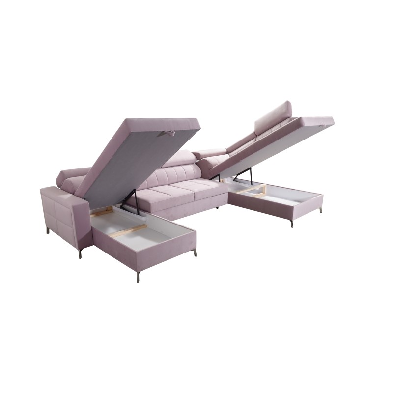 Sofá esquinero en forma de U Oslo VI con función de cama - Terciopelo, Jaguar 2181 Sofá esquinero en forma de U Oslo VI con función de cama - Terciopelo, Jaguar 2181
