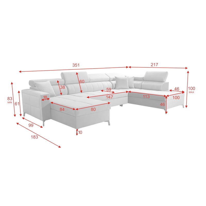 Oslo VI U-shaped corner sofa with sleeping function - Velvet, Jaguar 2181 Oslo VI U-shaped corner sofa with sleeping function - Velvet, Jaguar 2181