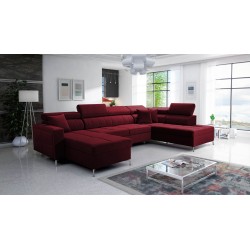 Ecksofa in U-Form Oslo VI mit Schlaffunktion - Velvet, Jaguar 2181