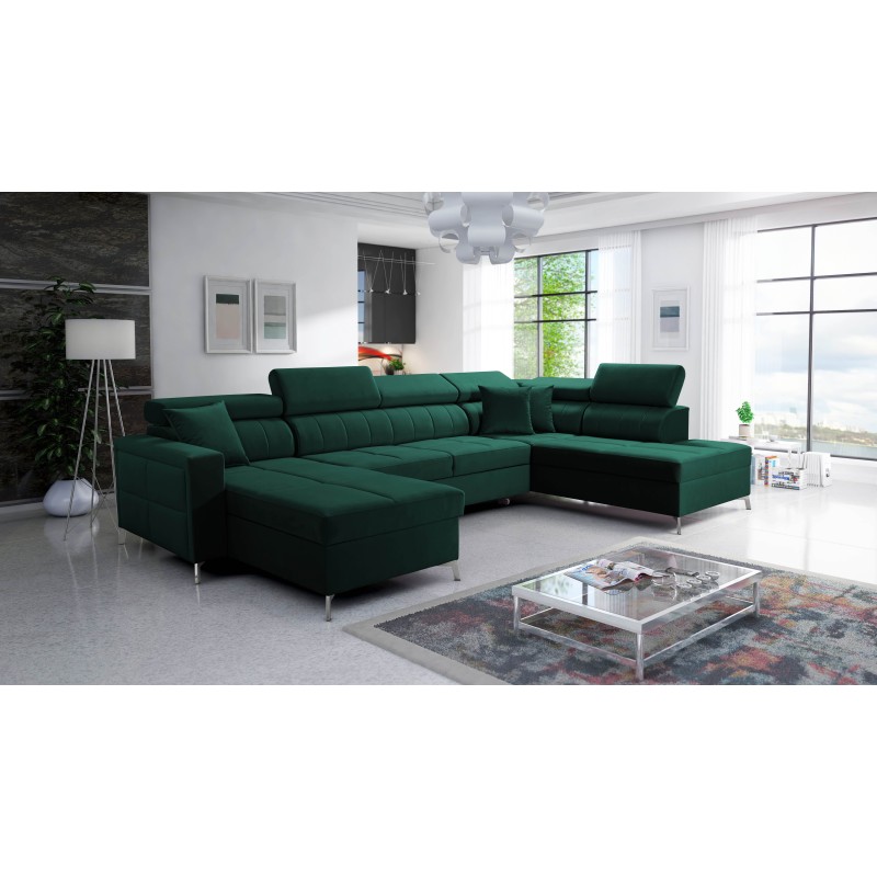 U-förmiges Sofa Oslo VI mit Schlaffunktion - Velvet, Jaguar 2185