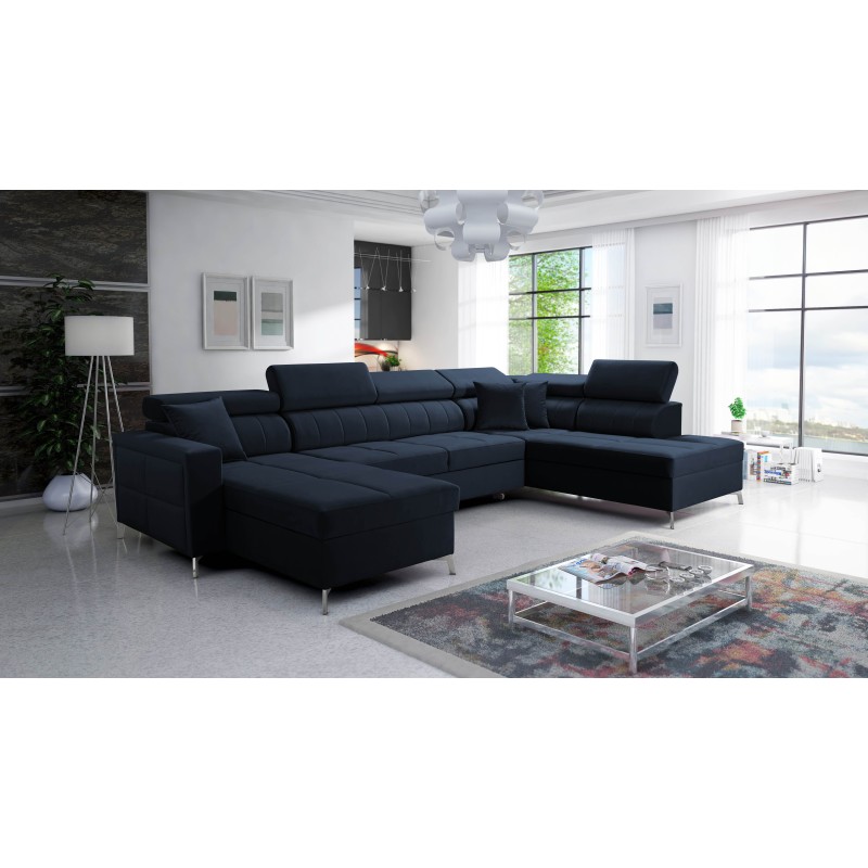 U-förmiges Sofa Oslo VI mit Schlaffunktion - Velvet, Jaguar 2186