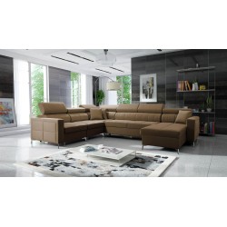 U-förmiges Sofa Oslo VII mit Schlaffunktion - Samt, Jaguar 2177