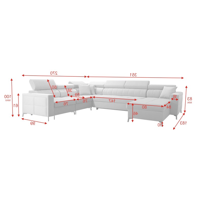 U-förmiges Sofa Oslo VII mit Schlaffunktion - Velvet, Jaguar 2183 U-förmiges Sofa Oslo VII mit Schlaffunktion - Velvet, Jaguar 2183
