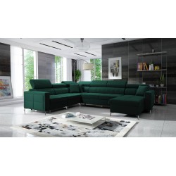 U-förmiges Ecksofa Oslo VII mit Schlaffunktion - Velvet, Jaguar 2185
