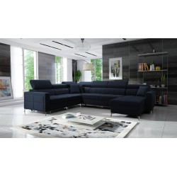 U-förmiges Ecksofa Oslo VII mit Schlaffunktion - Velvet, Jaguar 2186
