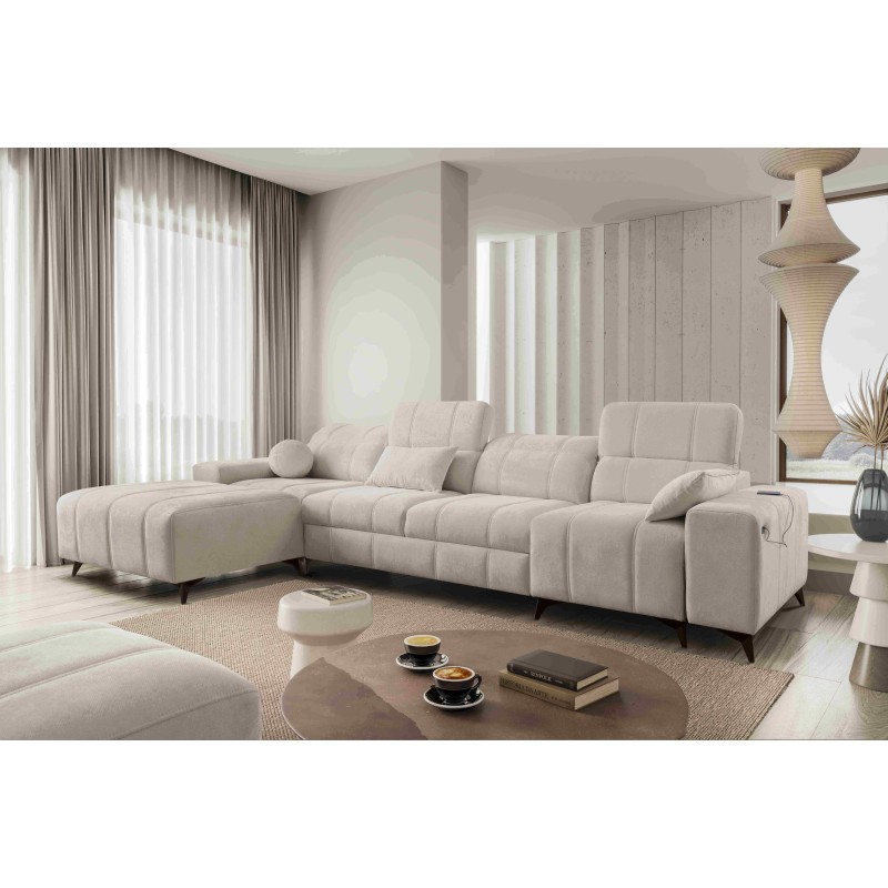 Ballagio XII corner sofa with sleeping function upholstered in Plecionka, Spring 1108