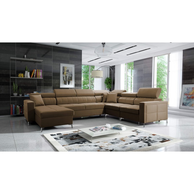 U-shaped Oslo VII corner sofa with sleeping function - Velvet, Jaguar 2177