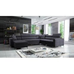U-förmiges Ecksofa Oslo VII mit Schlaffunktion - Samt, Jaguar 2191