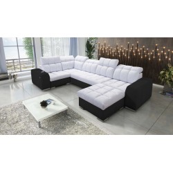 bMeta Title:/b Narożnik w kształcie U Prisma IV z funkcją spania | Velvet | Pet friendly, Terra 80 + Ecoskóra czarna