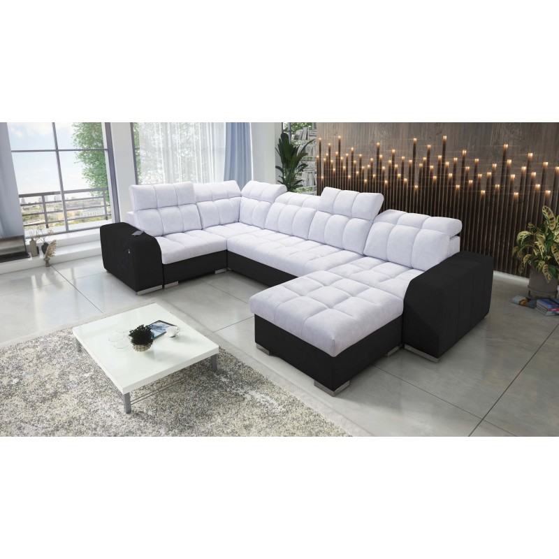 bMeta Title:/b Narożnik w kształcie U Prisma IV z funkcją spania | Velvet | Pet friendly, Terra 80 + Ecoskóra czarna