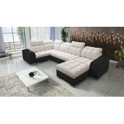 bMeta Title:/b Narożnik w kształcie U Prisma IV z funkcją spania | Velvet | Pet friendly, Terra 13 + Ecoskóra czarna