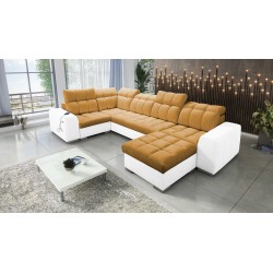 bMeta Título:/b Sofá esquinero en forma de U Prisma IV con función de cama | Terciopelo | Apto para mascotas, Terra 48 + Eco-cue
