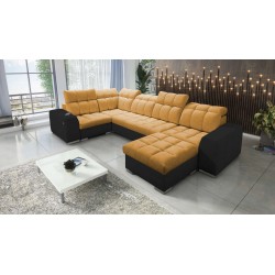 bMeta Title:/b Narożnik w kształcie U Prisma IV z funkcją spania | Velvet | Pet friendly, Terra 48 + Ecoskóra czarna