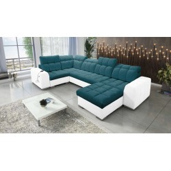 bMeta Title:/b Sofá en forma de U Prisma IV con función de cama | Terciopelo | Apto para mascotas, Terra 75 + Eco-cuero