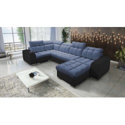 bMeta Title:/b Narożnik w kształcie U Prisma IV z funkcją spania | Velvet | Pet friendly, Terra 76 + Ecoskóra czarna