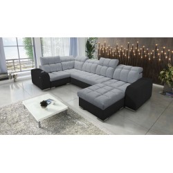 bMeta Title:/b Narożnik w kształcie U Prisma IV z funkcją spania | Velvet | Pet friendly, Terra 92 + Ecoskóra czarna