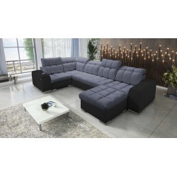 bMeta Title:/b Narożnik w kształcie U Prisma IV z funkcją spania | Velvet | Pet friendly, Terra 96 + Ecoskóra czarna