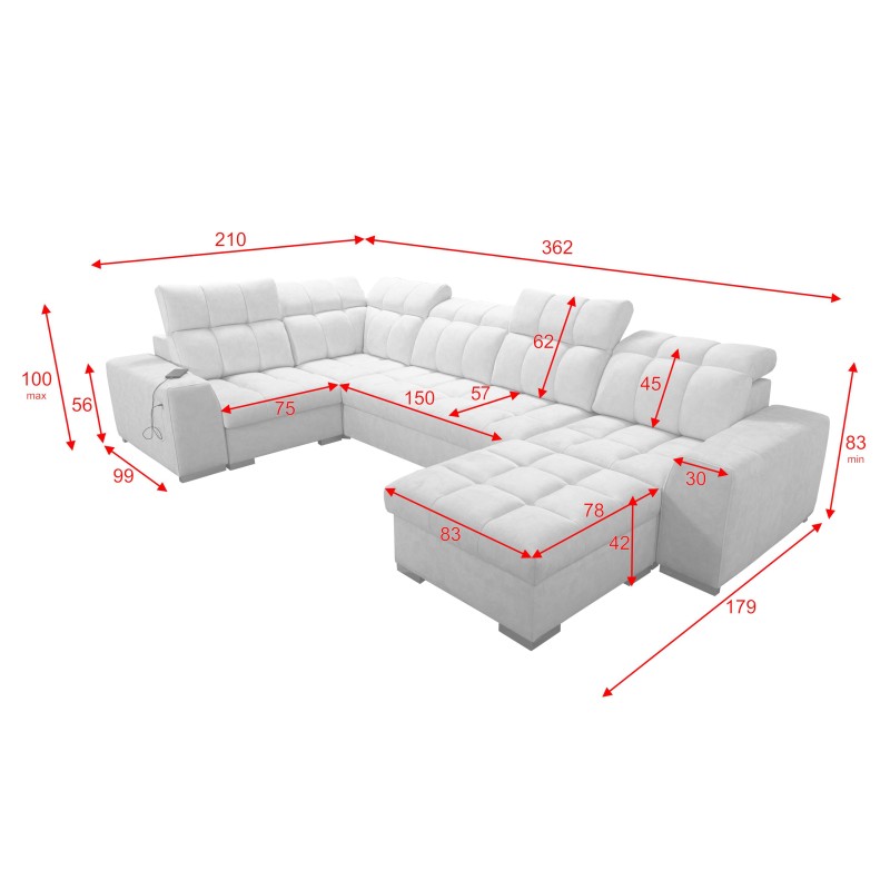**Meta Title:** U-Shaped Sofa Prisma IV with Sleeping Function | Velvet | Pet Friendly, Terra 96 **Meta Title:** U-Shaped Sofa Prisma IV with Sleeping Function | Velvet | Pet Friendly, Terra 96