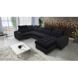 bMeta Title:/b Narożnik w kształcie U Prisma IV z funkcją spania | Velvet | Pet friendly, Terra 99 + Ecoskóra czarna