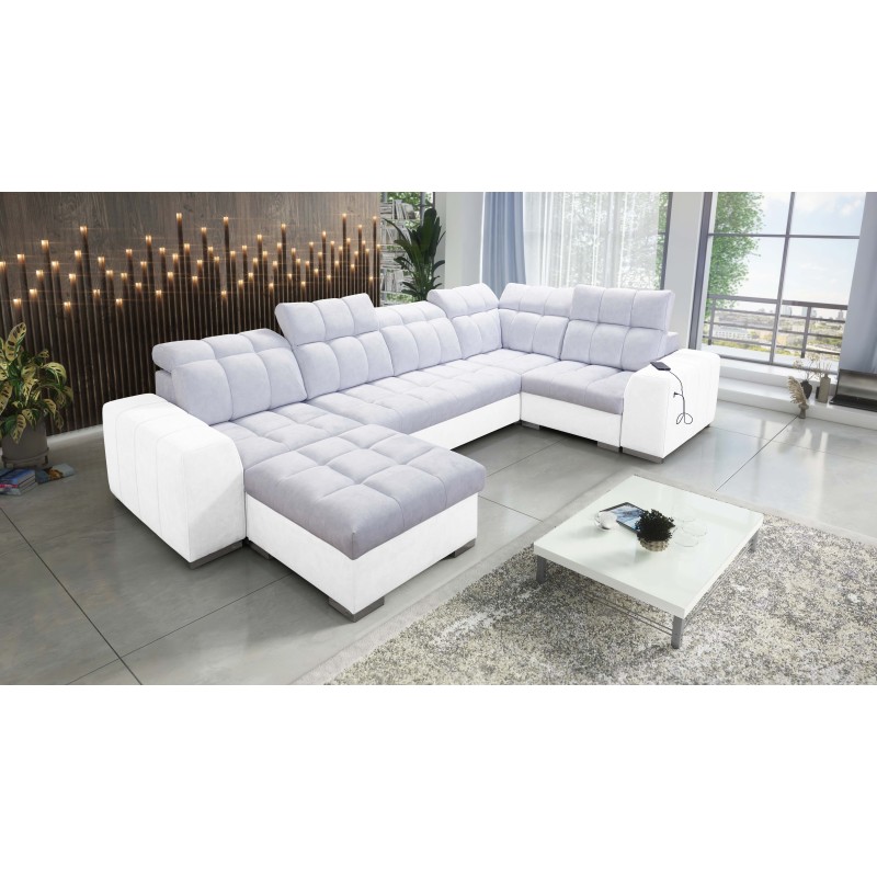 **Meta Title:** U-Shaped Prisma IV Sofa with Sleeping Function | Velvet | Pet Friendly, Terra 80 + Eco-leather
