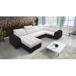 bMeta Title:/b Narożnik w kształcie U Prisma IV z funkcją spania | Velvet | Pet friendly, Terra 06 + Ecoskóra czarna