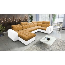 bMeta Título:/b Sofá esquinero en forma de U Prisma IV con función de cama | Terciopelo | Apto para mascotas, Terra 48 + Eco-cue