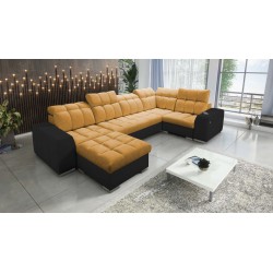 bMeta Title:/b Narożnik w kształcie U Prisma IV z funkcją spania | Velvet | Pet friendly, Terra 48 + Ecoskóra czarna