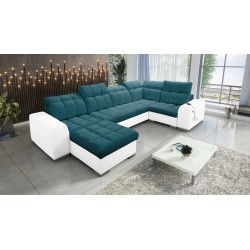 bMeta Title:/b Sofá en forma de U Prisma IV con función de cama | Terciopelo | Apto para mascotas, Terra 75 + Eco-cuero
