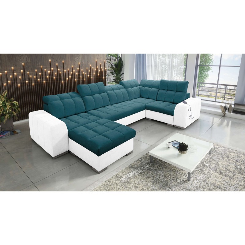 bMeta Title:/b Sofá en forma de U Prisma IV con función de cama | Terciopelo | Apto para mascotas, Terra 75 + Eco-cuero