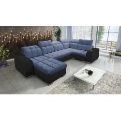 bMeta Title:/b Narożnik w kształcie U Prisma IV z funkcją spania | Velvet | Pet friendly, Terra 76 + Ecoskóra czarna
