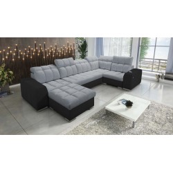 bMeta Title:/b Narożnik w kształcie U Prisma IV z funkcją spania | Velvet | Pet friendly, Terra 92 + Ecoskóra czarna