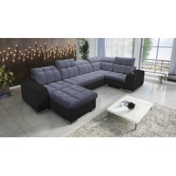bMeta Title:/b Narożnik w kształcie U Prisma IV z funkcją spania | Velvet | Pet friendly, Terra 96 + Ecoskóra czarna