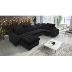 bMeta Title:/b Narożnik w kształcie U Prisma IV z funkcją spania | Velvet | Pet friendly, Terra 99 + Ecoskóra czarna