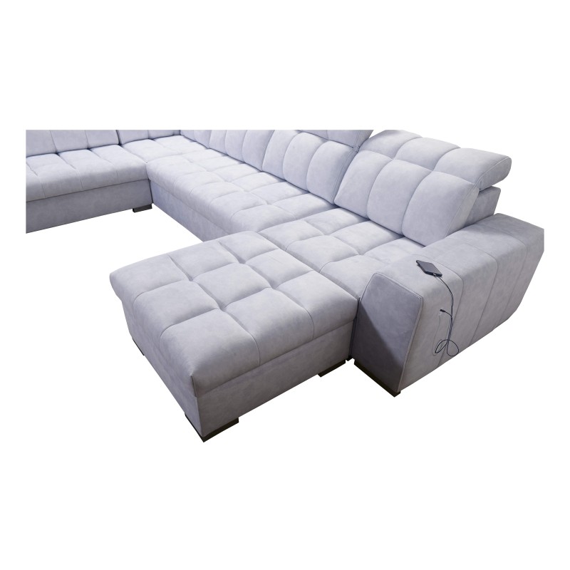 U-shaped corner sofa Prisma VI with a sleeping function, USB port, and storage - Velvet | Pet friendly, Terra 06 U-shaped corner sofa Prisma VI with a sleeping function, USB port, and storage - Velvet | Pet friendly, Terra 06