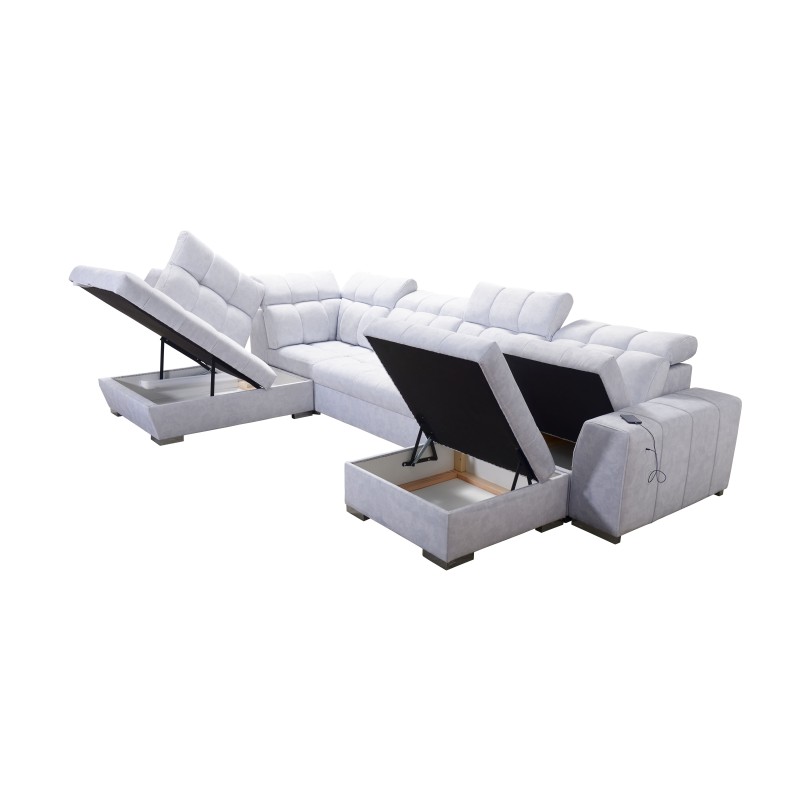 U-shaped corner sofa Prisma VI with a sleeping function, USB port, and storage - Velvet | Pet friendly, Terra 06 U-shaped corner sofa Prisma VI with a sleeping function, USB port, and storage - Velvet | Pet friendly, Terra 06