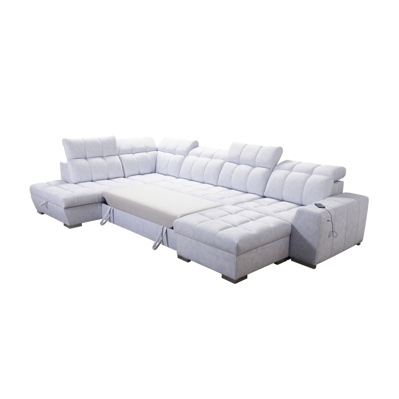 U-shaped corner sofa Prisma VI with a sleeping function, USB port, and storage - Velvet | Pet friendly, Terra 06 U-shaped corner sofa Prisma VI with a sleeping function, USB port, and storage - Velvet | Pet friendly, Terra 06